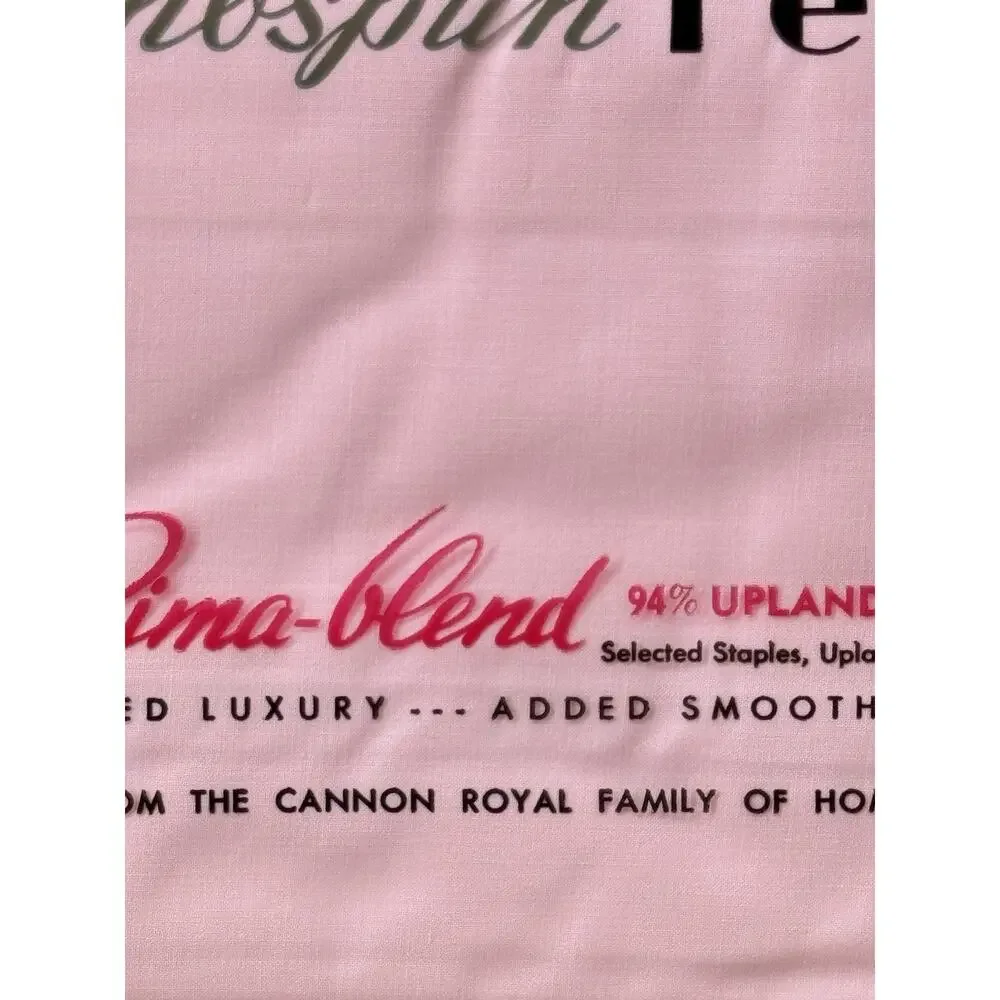 Vintage NOS Cannon Percale Twin Sheet Set Pink Pima Cotton Blend 4 Pc NIP